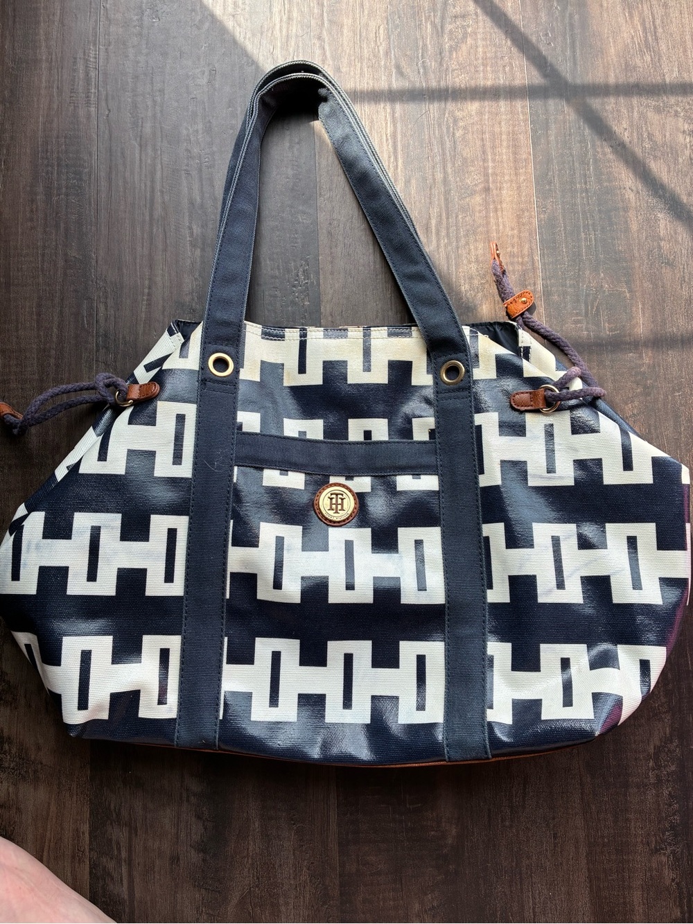 Tommy Hilfiger Navy White Tote Shoulder Bag